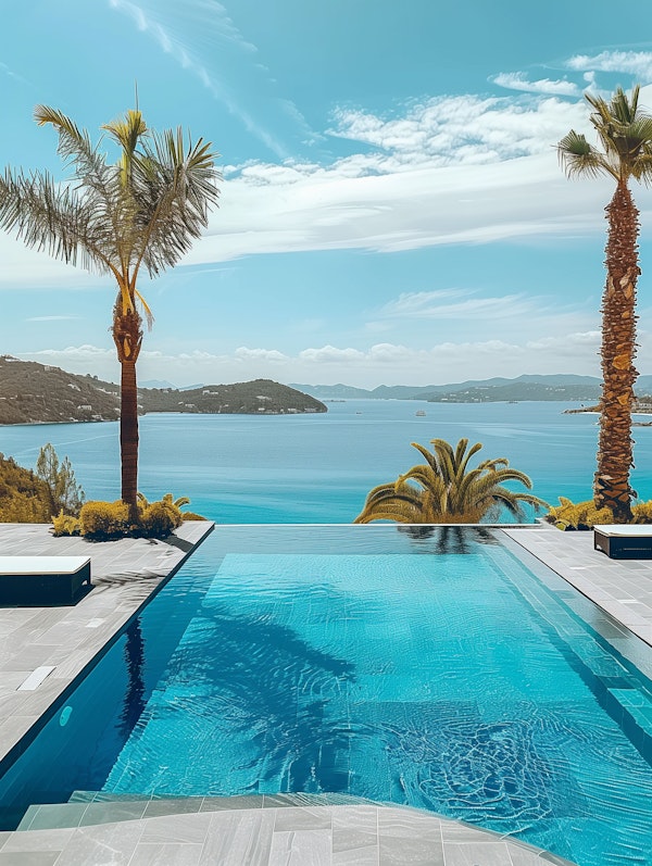 Luxurious Infinity Pool Overlooking Coastal Landscape