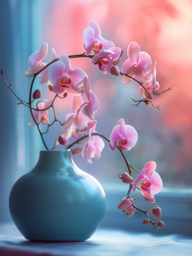 Serene Pink Orchids with Sunset Glow