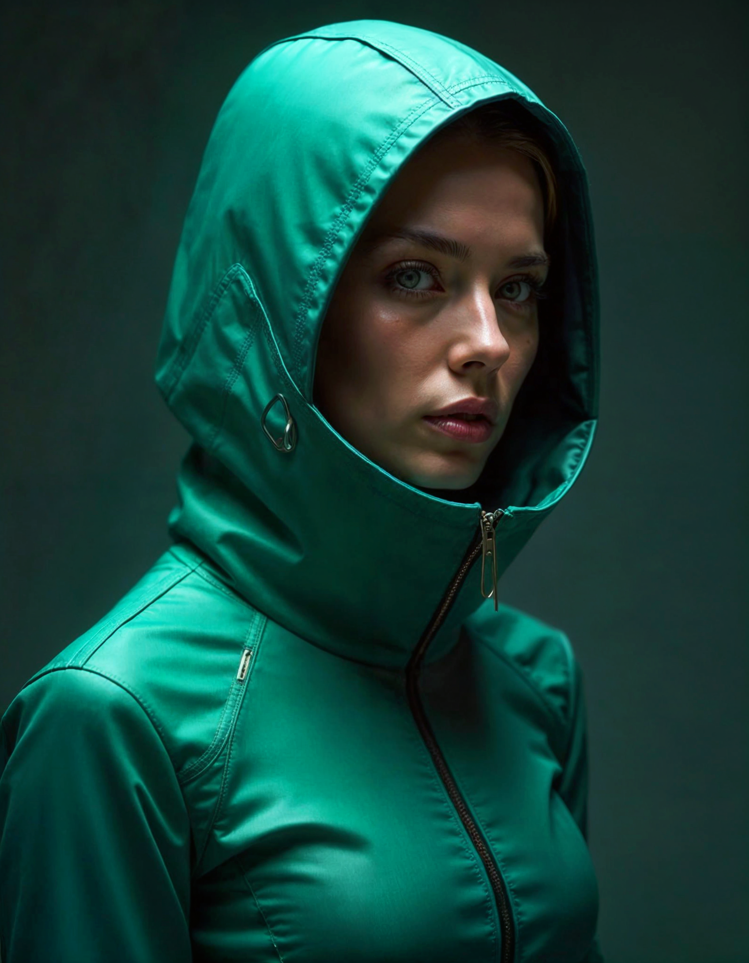 Mysterious Green Jacket Portrait