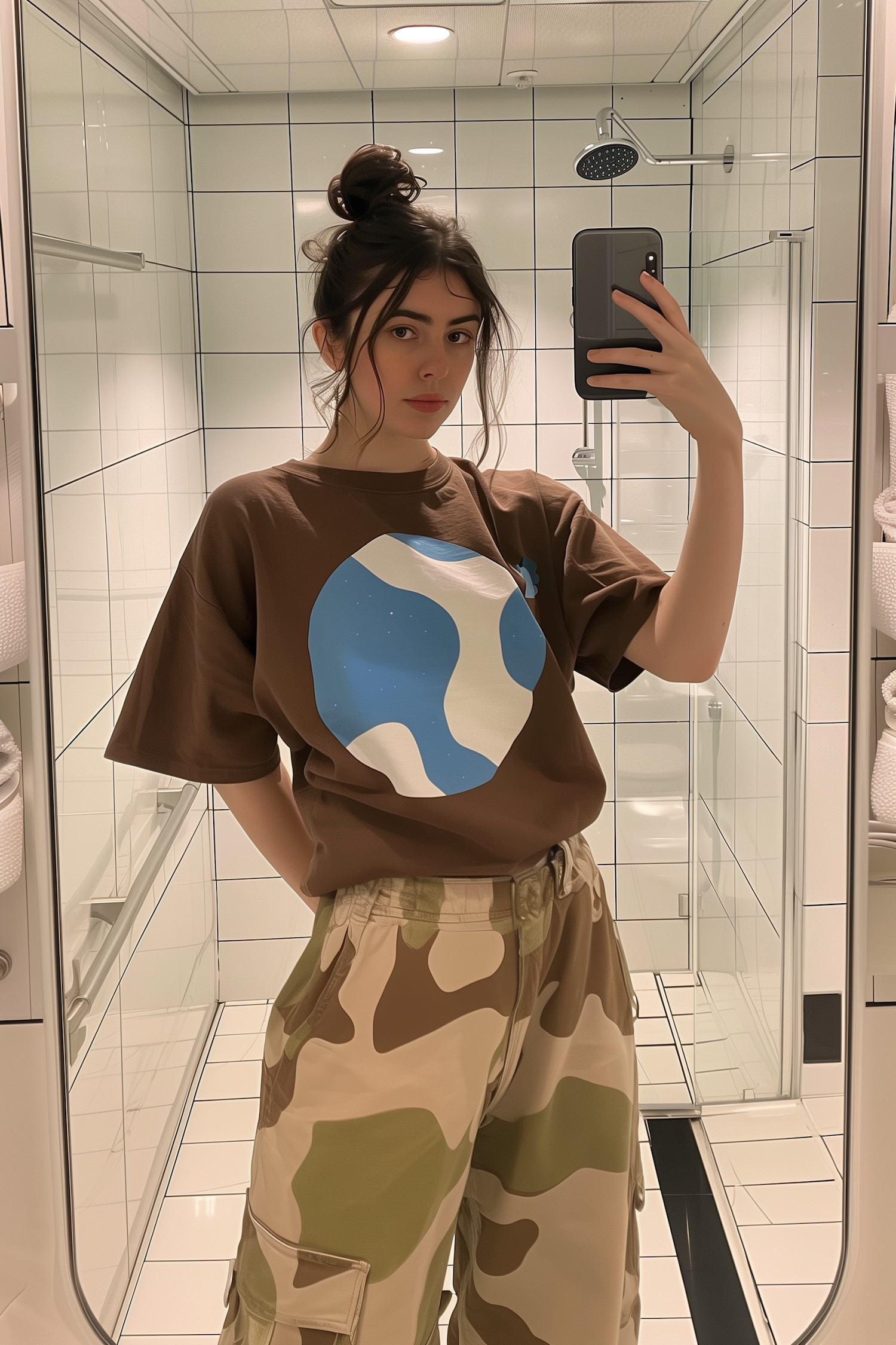 Young Woman Selfie in Modern Bathroom