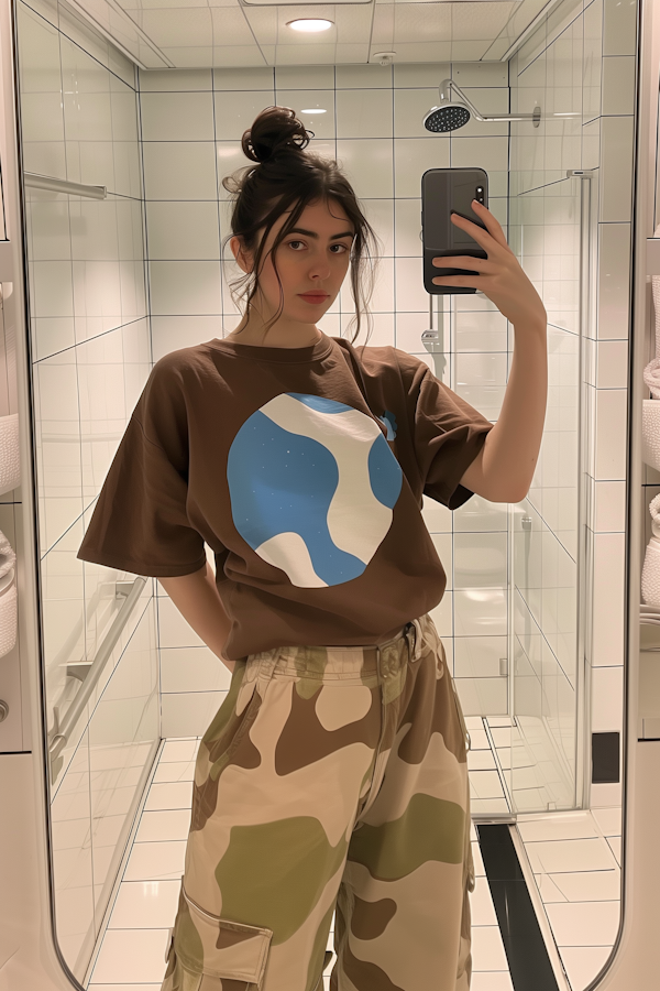 Young Woman Selfie in Modern Bathroom