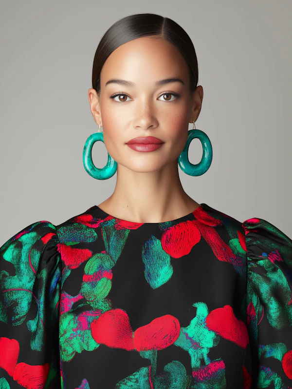 Elegant Woman in Bold Dress