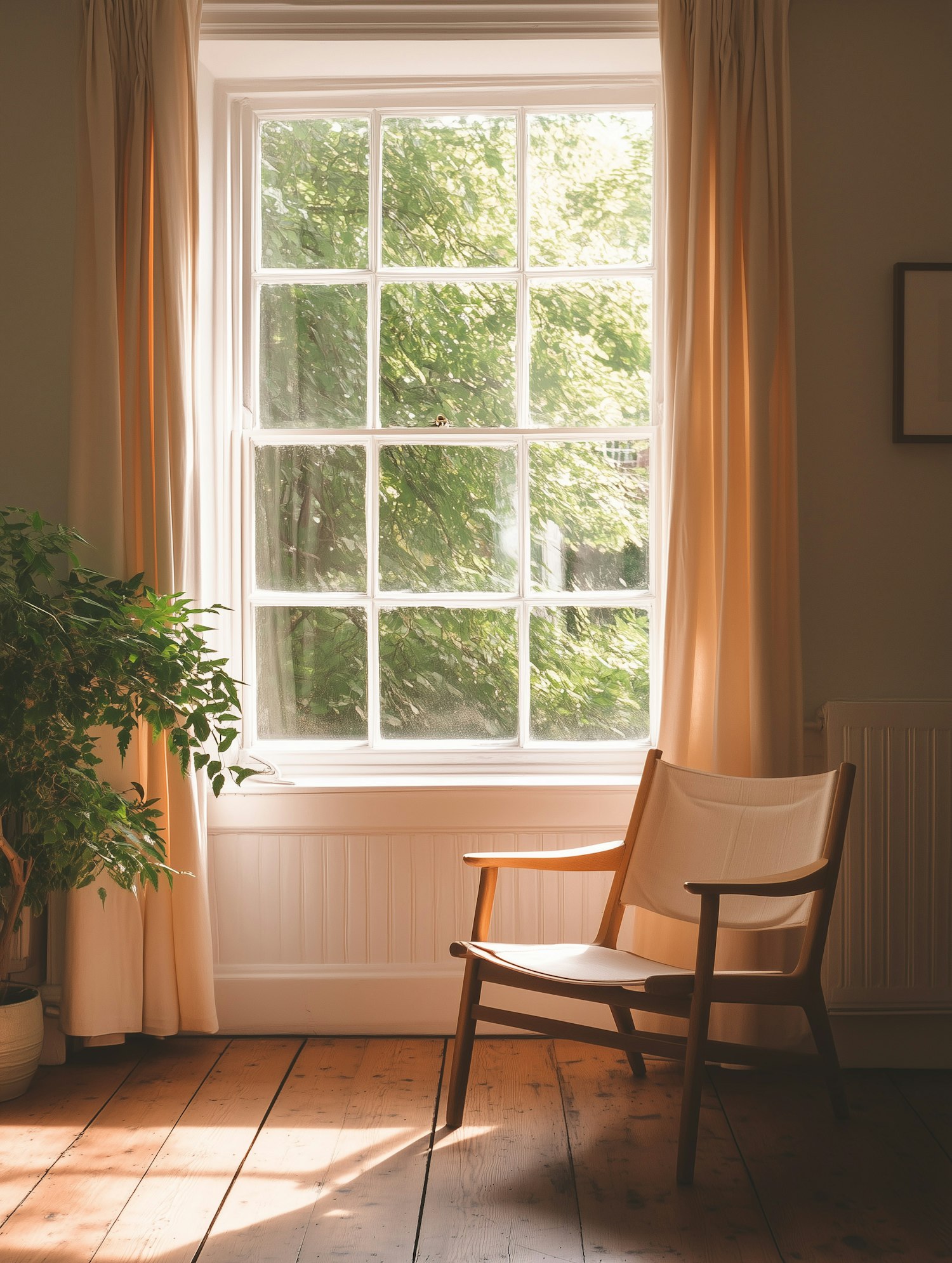 Serene Indoor Space with Lush Green View