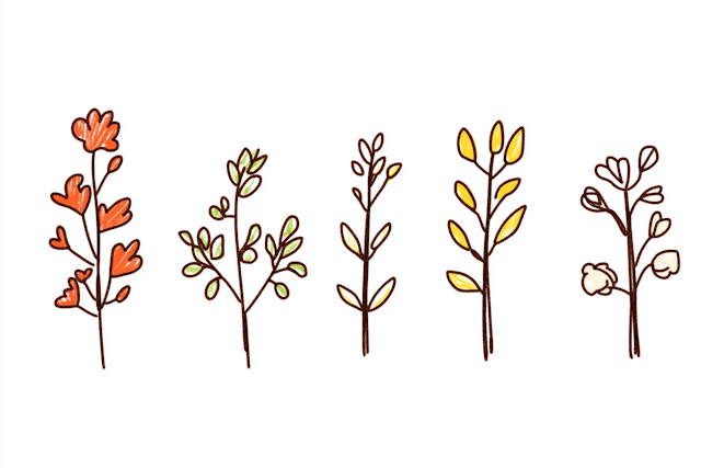 Series of Stylized Plant Illustrations