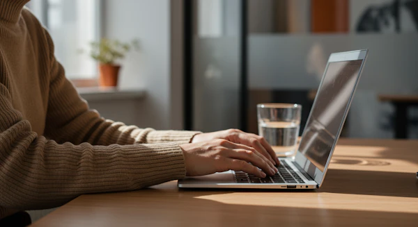 Person Typing on Laptop