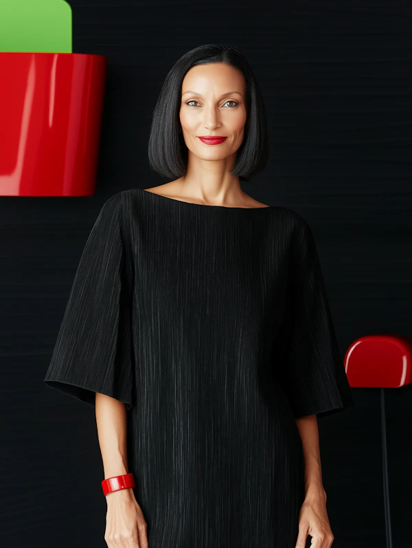 Elegant Woman with Red Accents