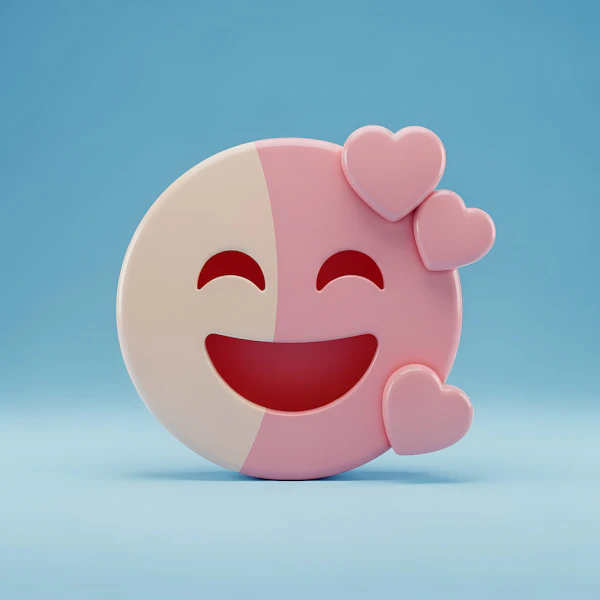 3D Emoji with Hearts