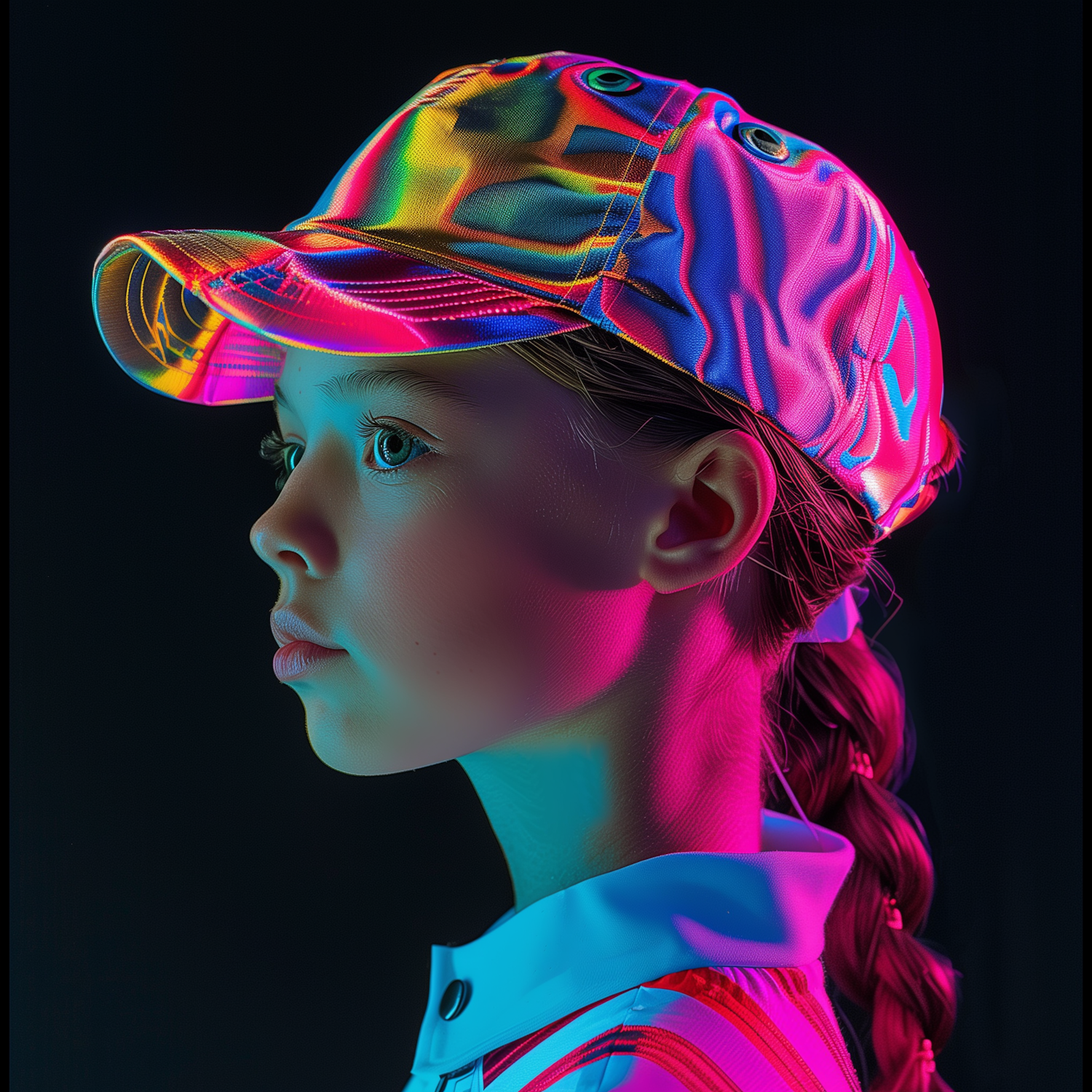 Futuristic Side Profile of a Young Girl