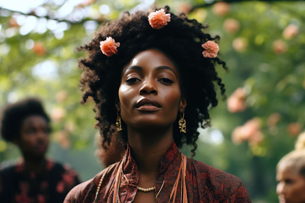 Serene Woman with Floral Adornment