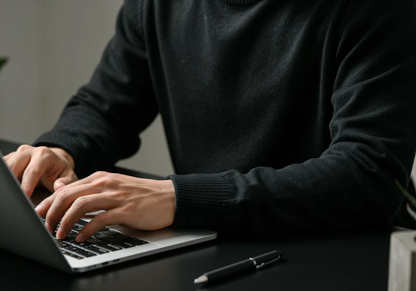 Typing on Laptop