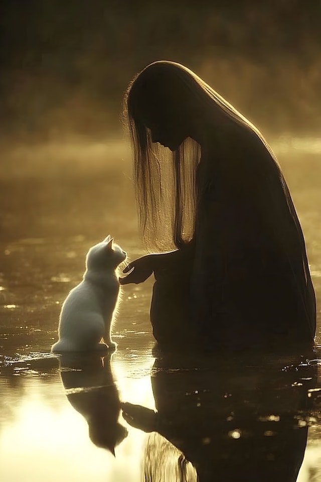 Serene Human and Cat Interaction