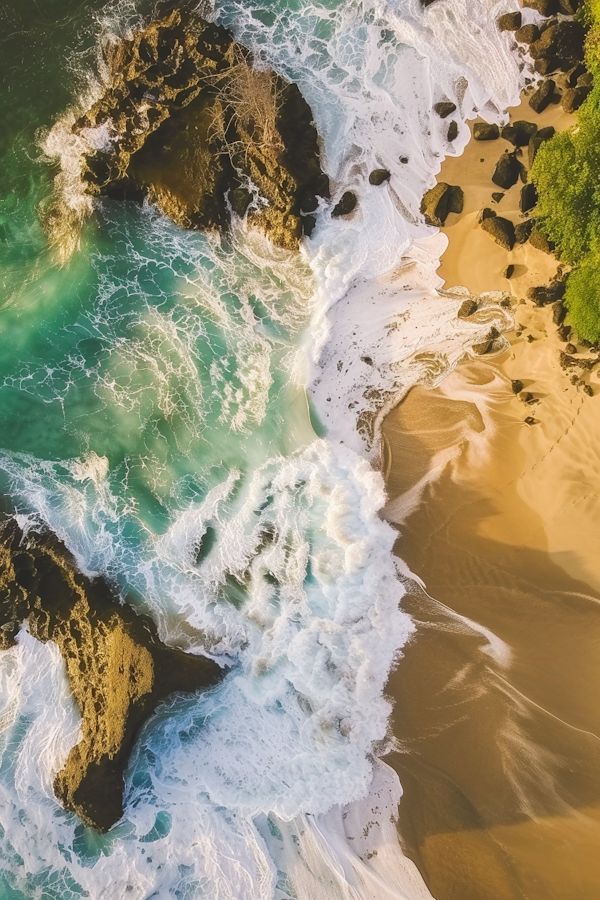 Aerial View of Ocean Meets Sand