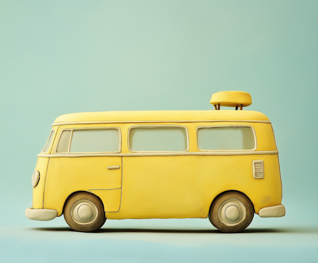 Vintage Yellow VW Bus Model