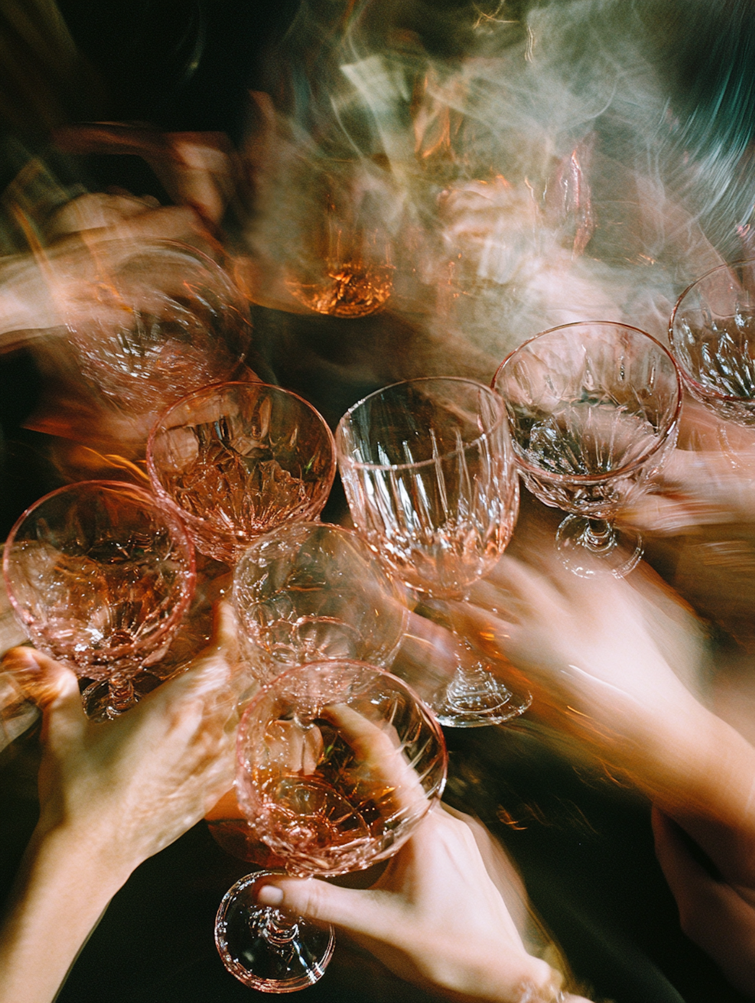 Celebratory Toast with Crystal Glasses