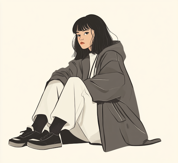 Stylized, Pensive Young Woman