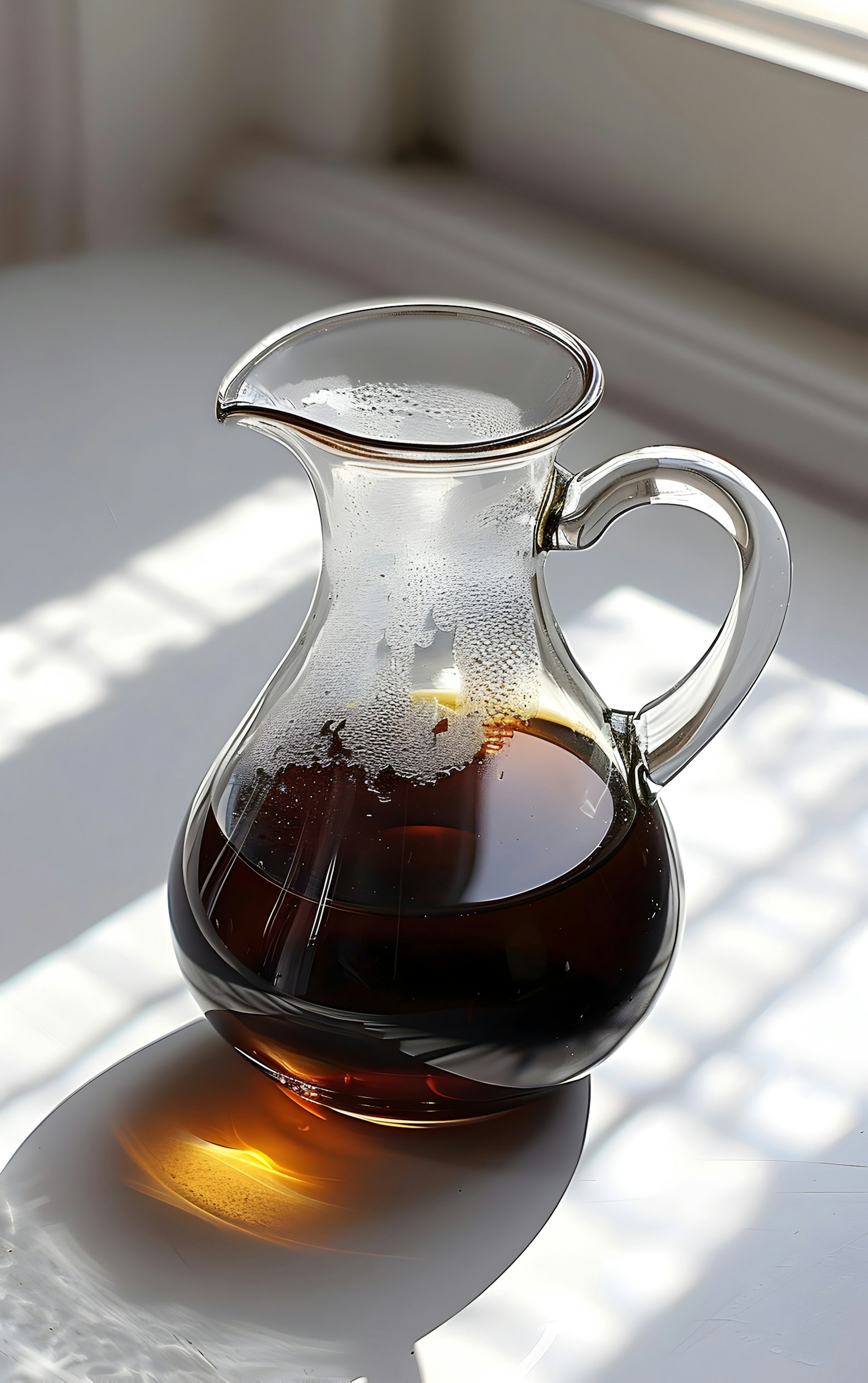 Glass Pitcher with Dark Liquid