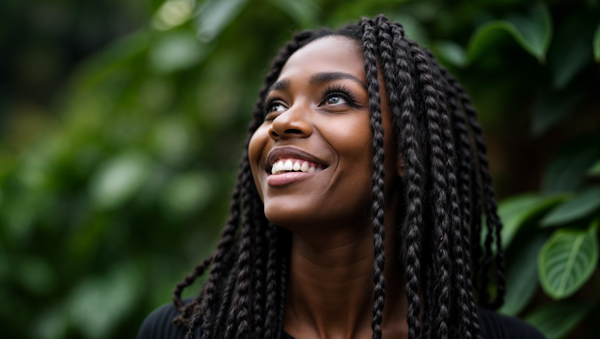 Portrait of a Smiling Young Woman Outdoors