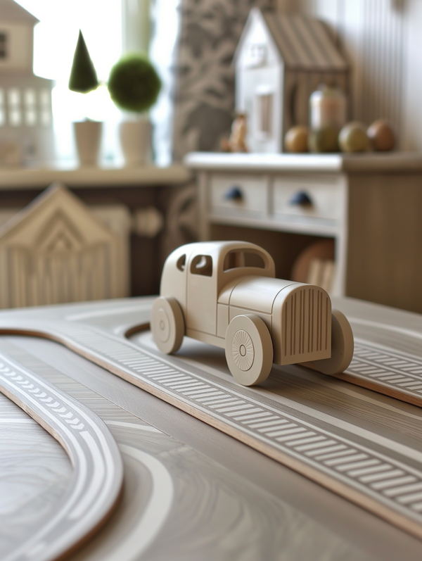 Wooden Toy Car on Track