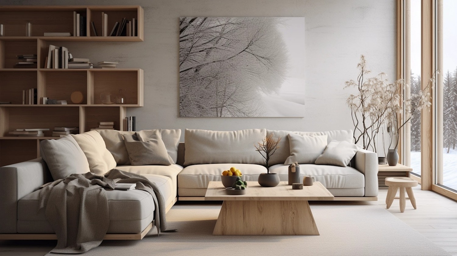 Serene Winter-Inspired Living Room Interior