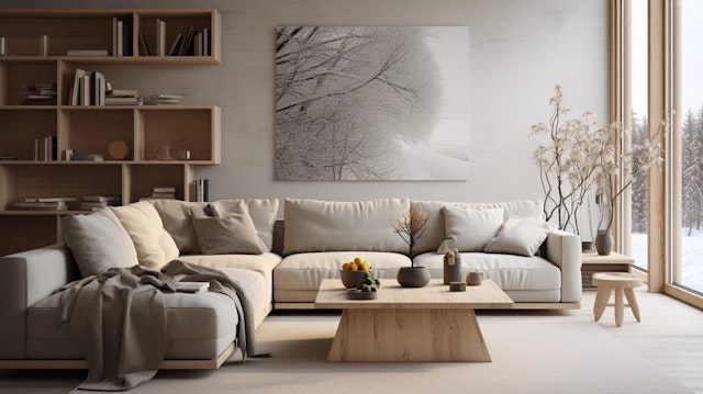 Serene Winter-Inspired Living Room Interior