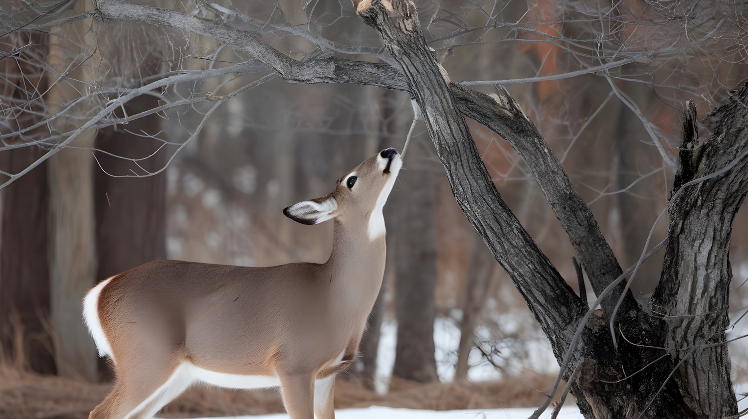 Deer in Snowy Forest