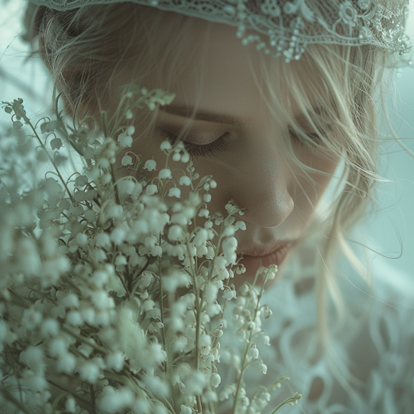 Serene Woman with White Flowers