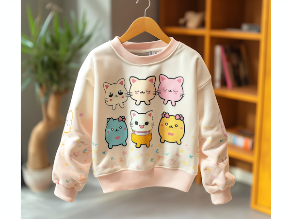 Cat Face Patterned Sweatshirt Display