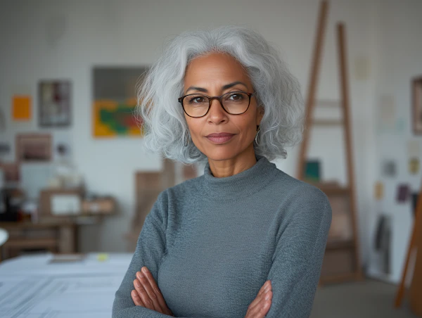 Confident Woman in Artistic Setting