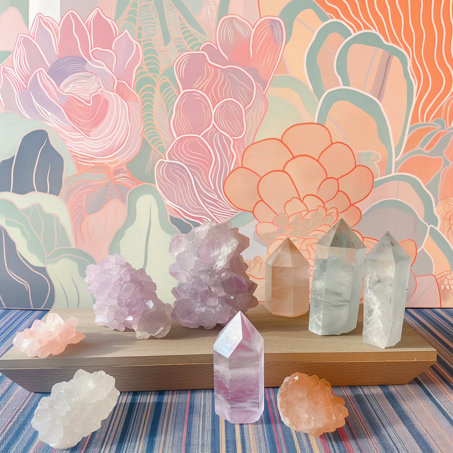 Crystal Collection with Artistic Floral Background