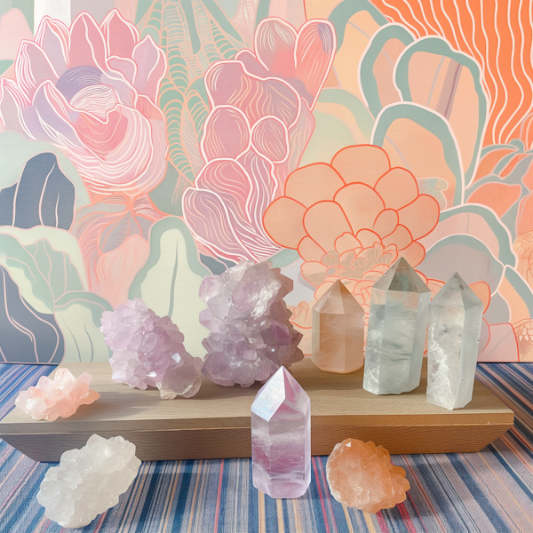 Crystal Collection with Artistic Floral Background