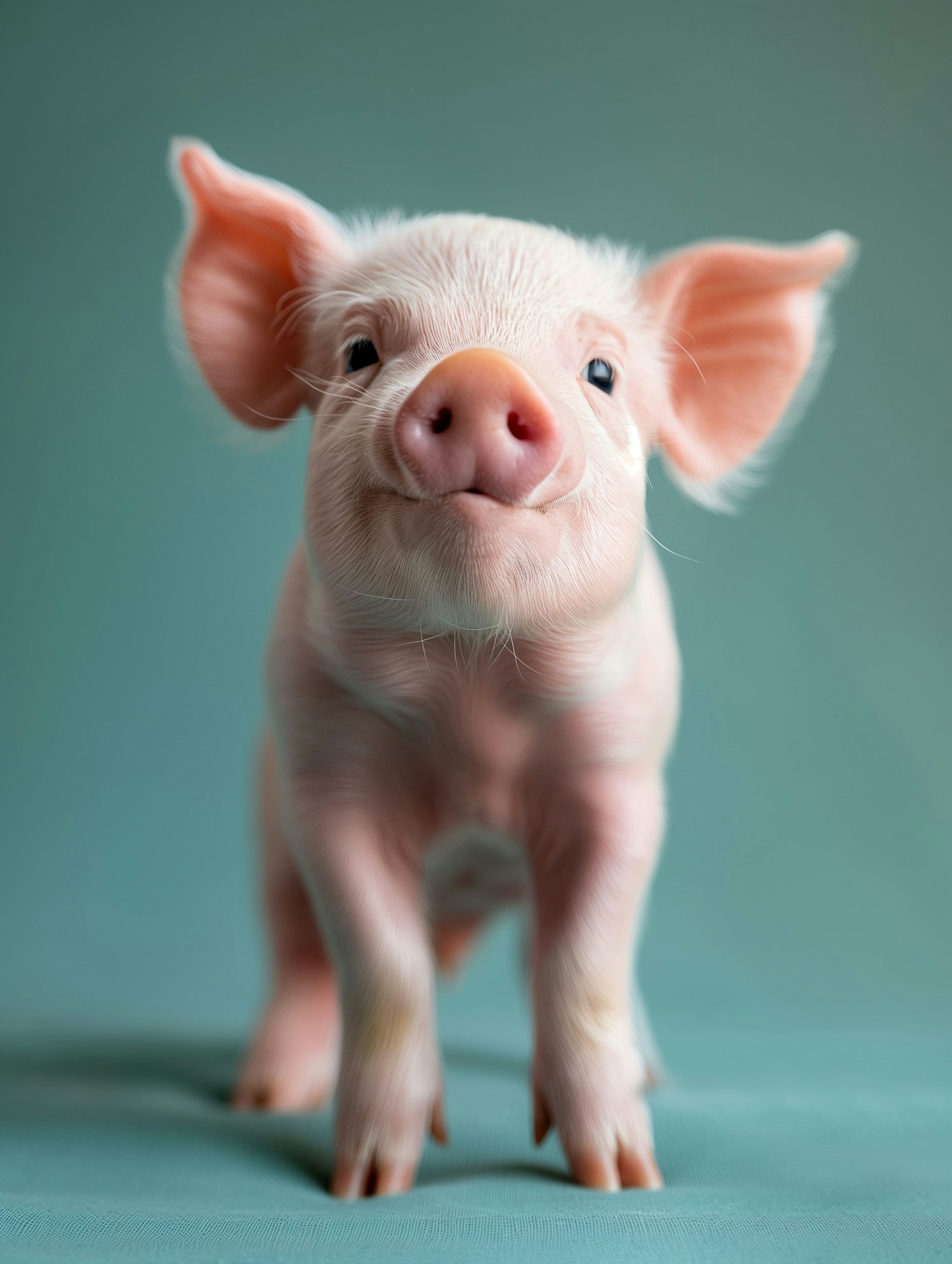 Curious Pink Piglet Portrait