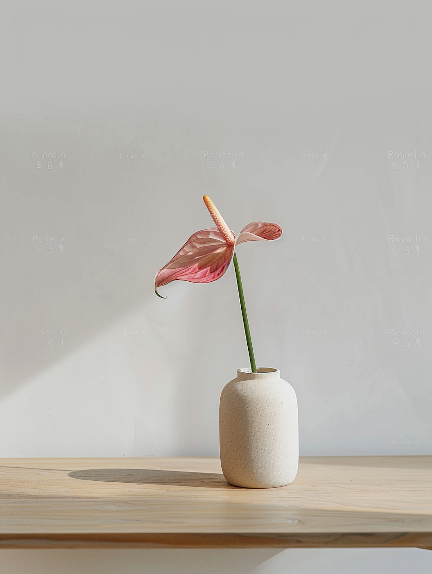 Pink Anthurium in Ceramic Vase