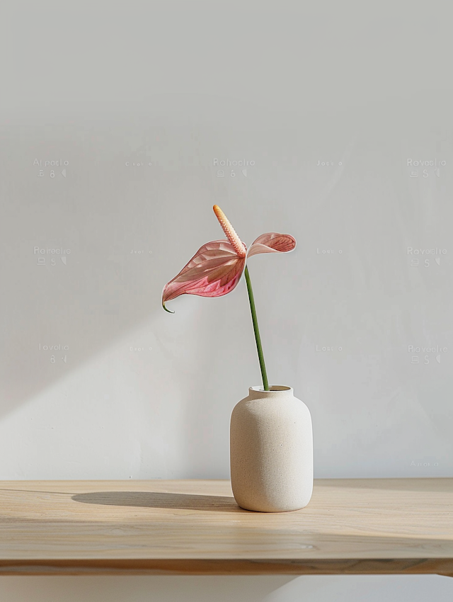 Pink Anthurium in Ceramic Vase