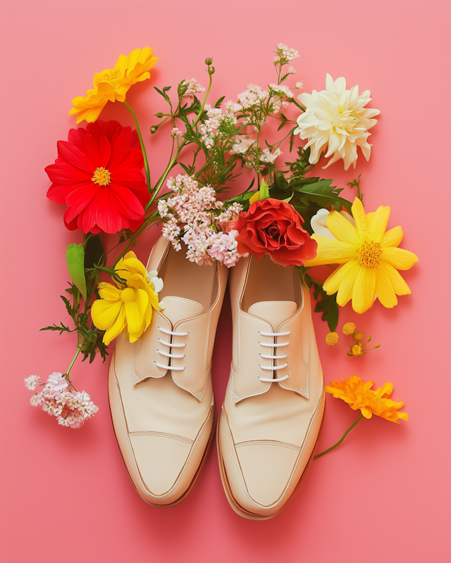 Elegant Shoes with Floral Arrangement