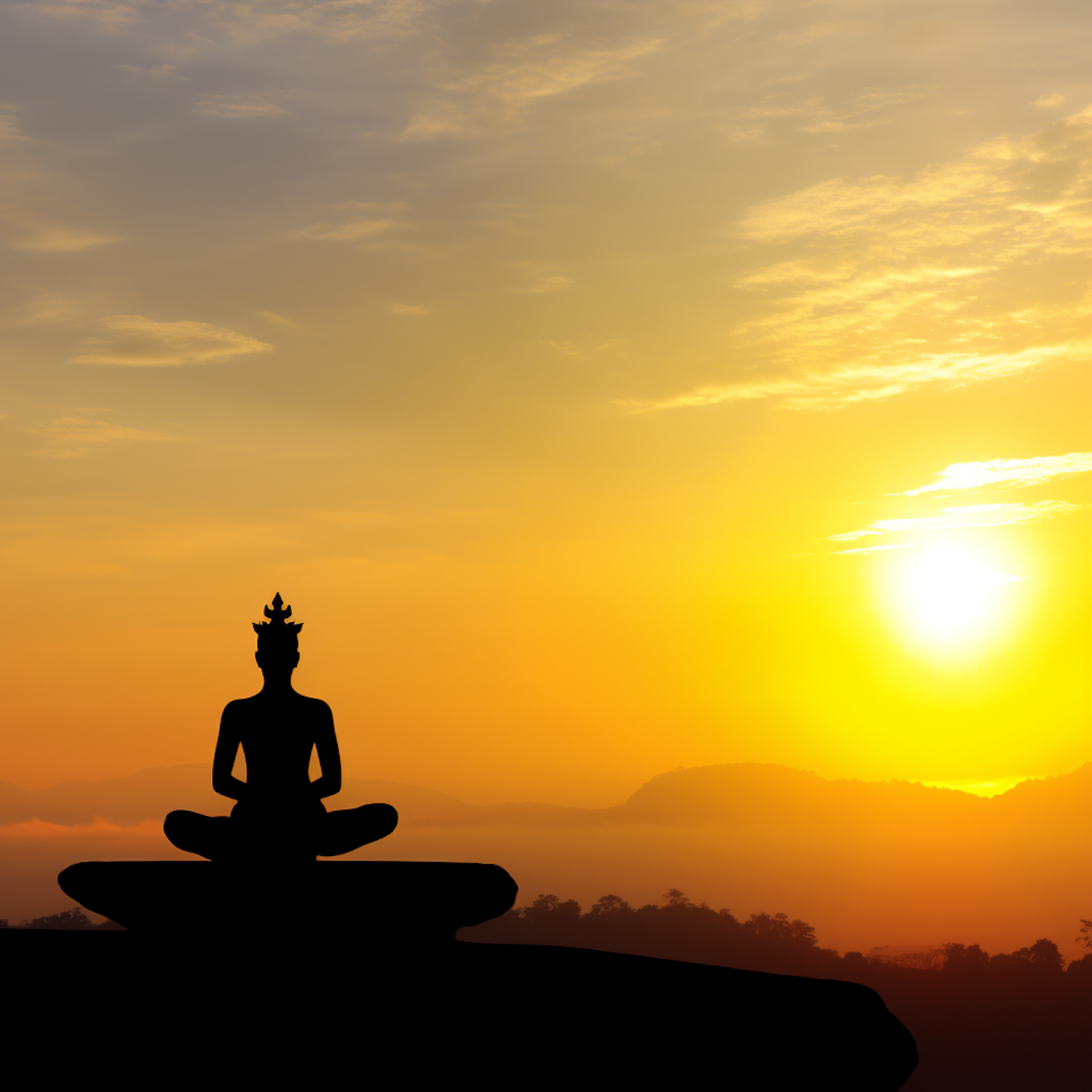 Serene Buddha Silhouette at Sunrise