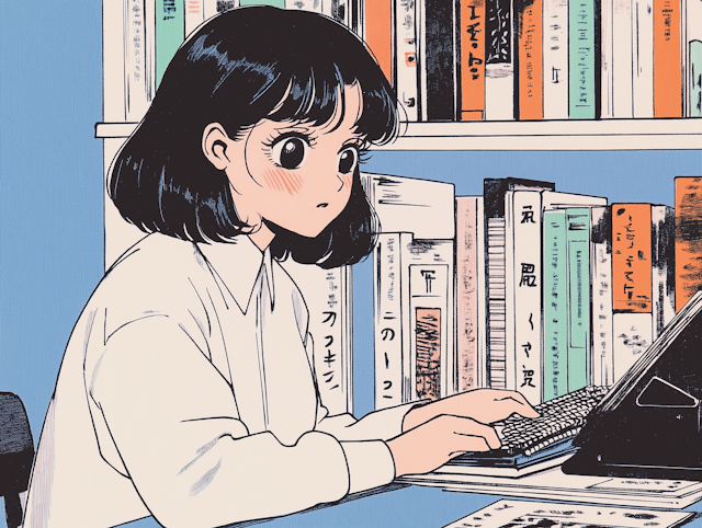 Animated Girl Studying