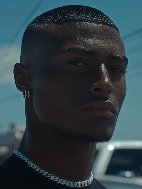 Focused Portrait with Silver Accessories