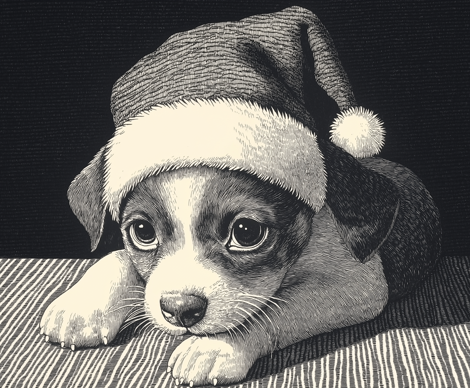 Puppy in Santa Hat