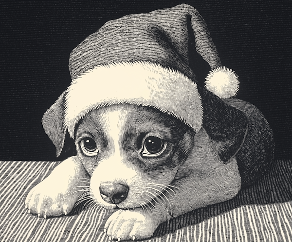 Puppy in Santa Hat