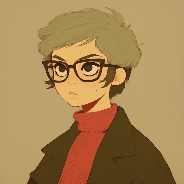 Stylish Animated Character with Glasses