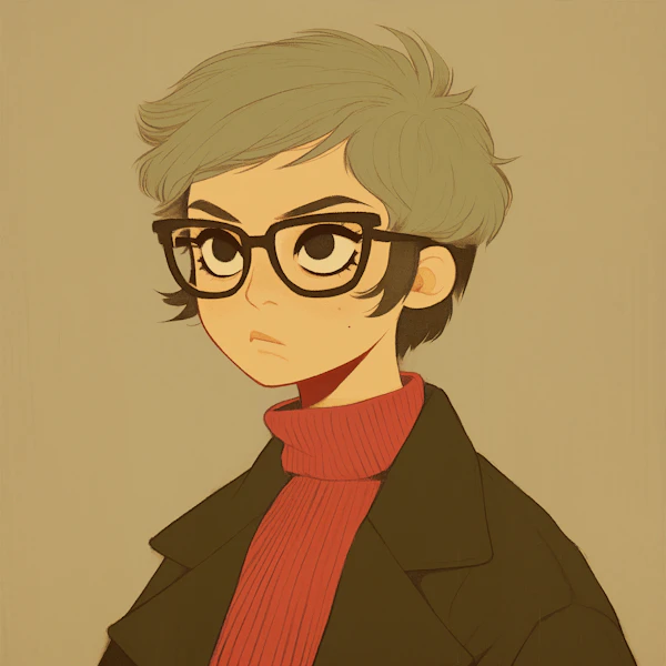 Stylish Animated Character with Glasses