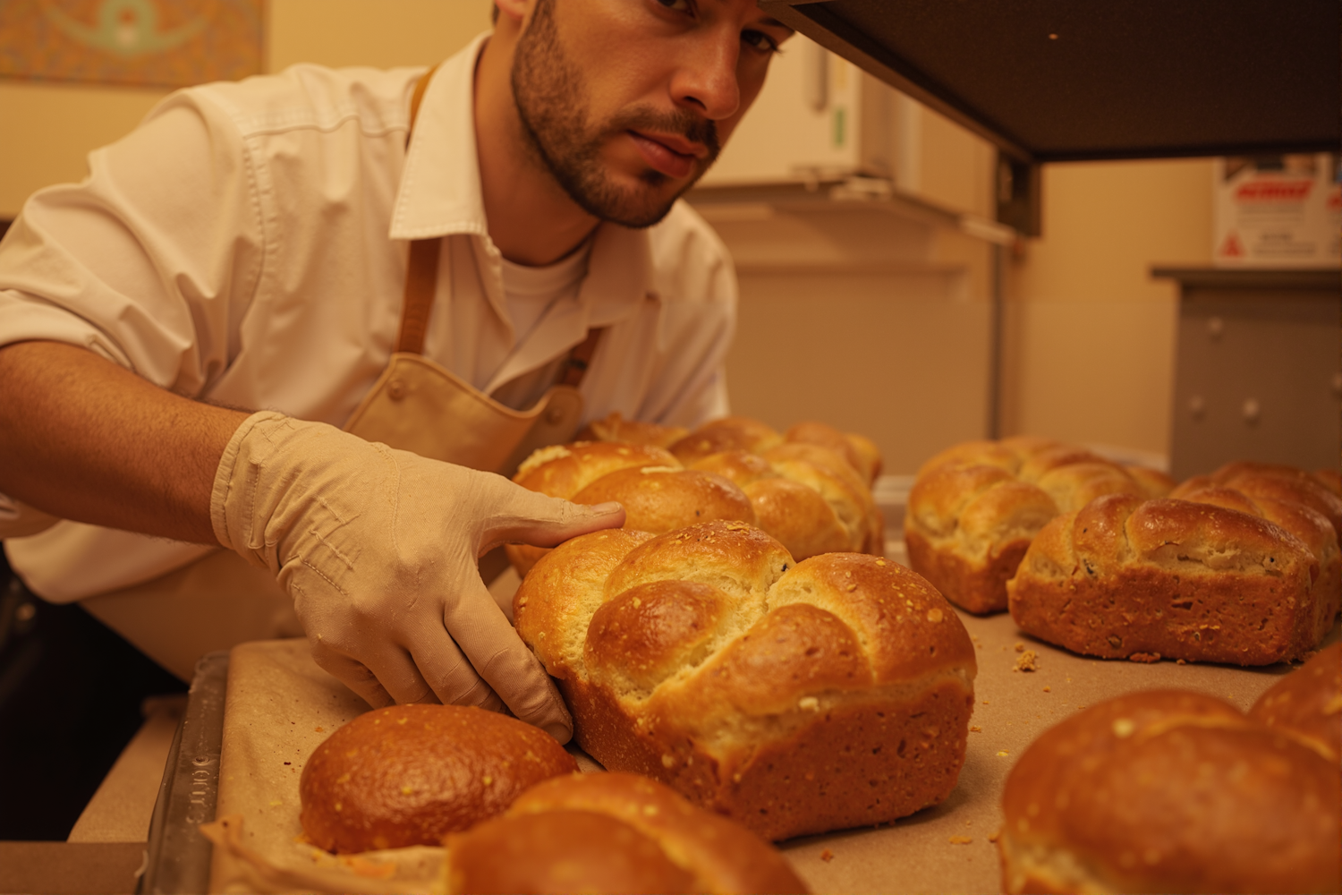 Baker with Freshly Baked Bread