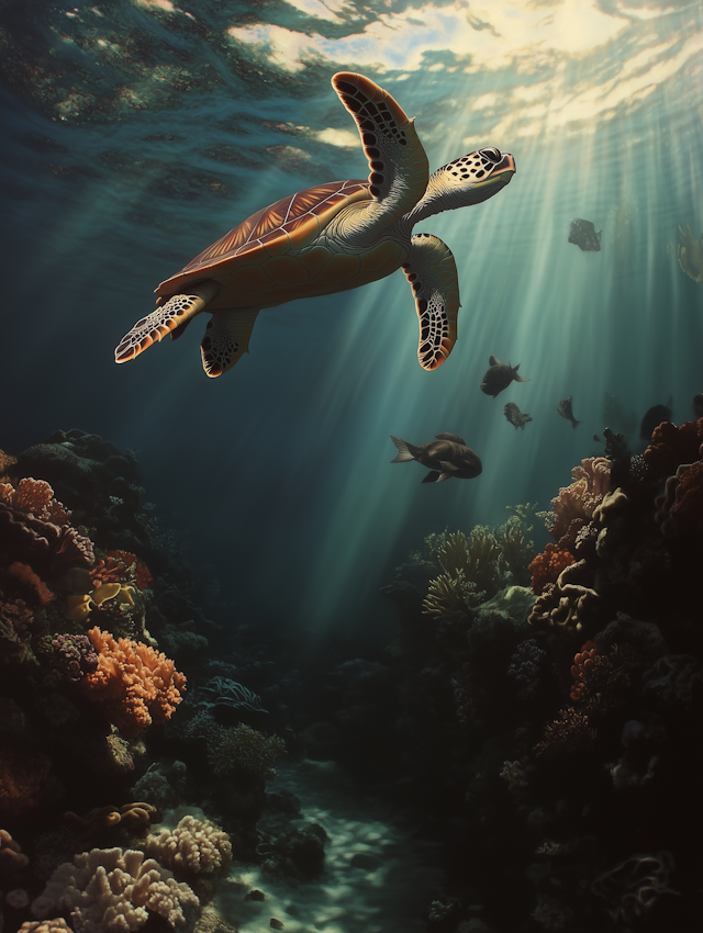 Underwater Turtle Scene