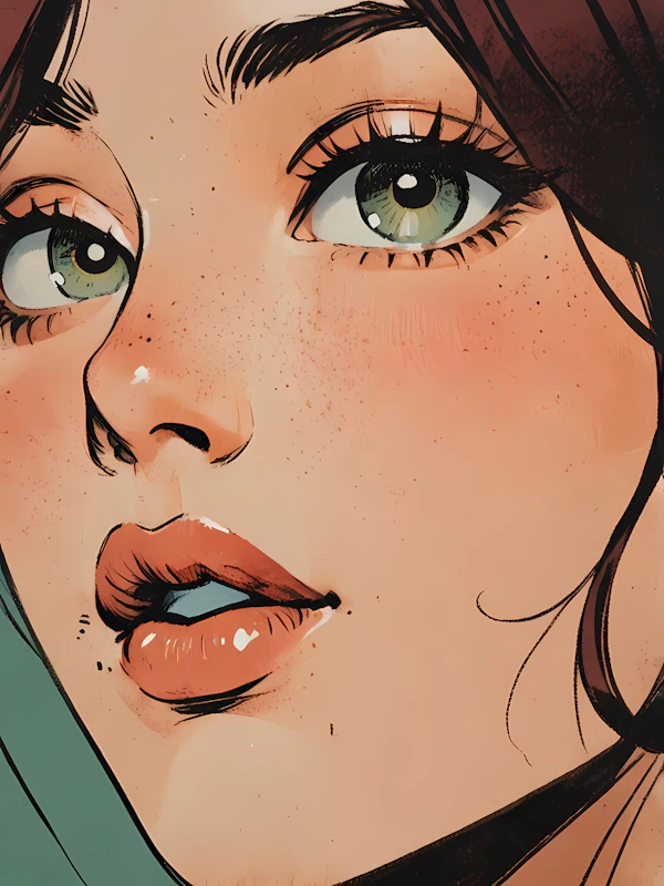 Close-up Illustration of Woman's Face
