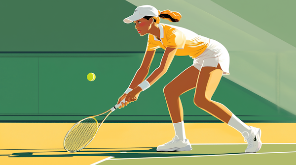 Stylized Illustration of Female Tennis Player in Action