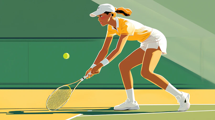 Stylized Illustration of Female Tennis Player in Action