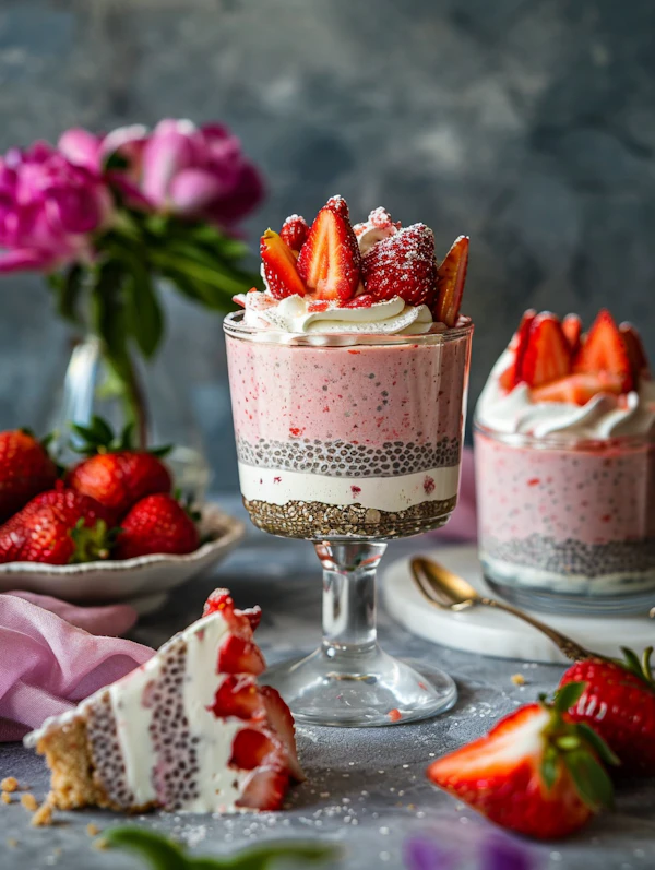 Strawberry Parfait Dessert Presentation