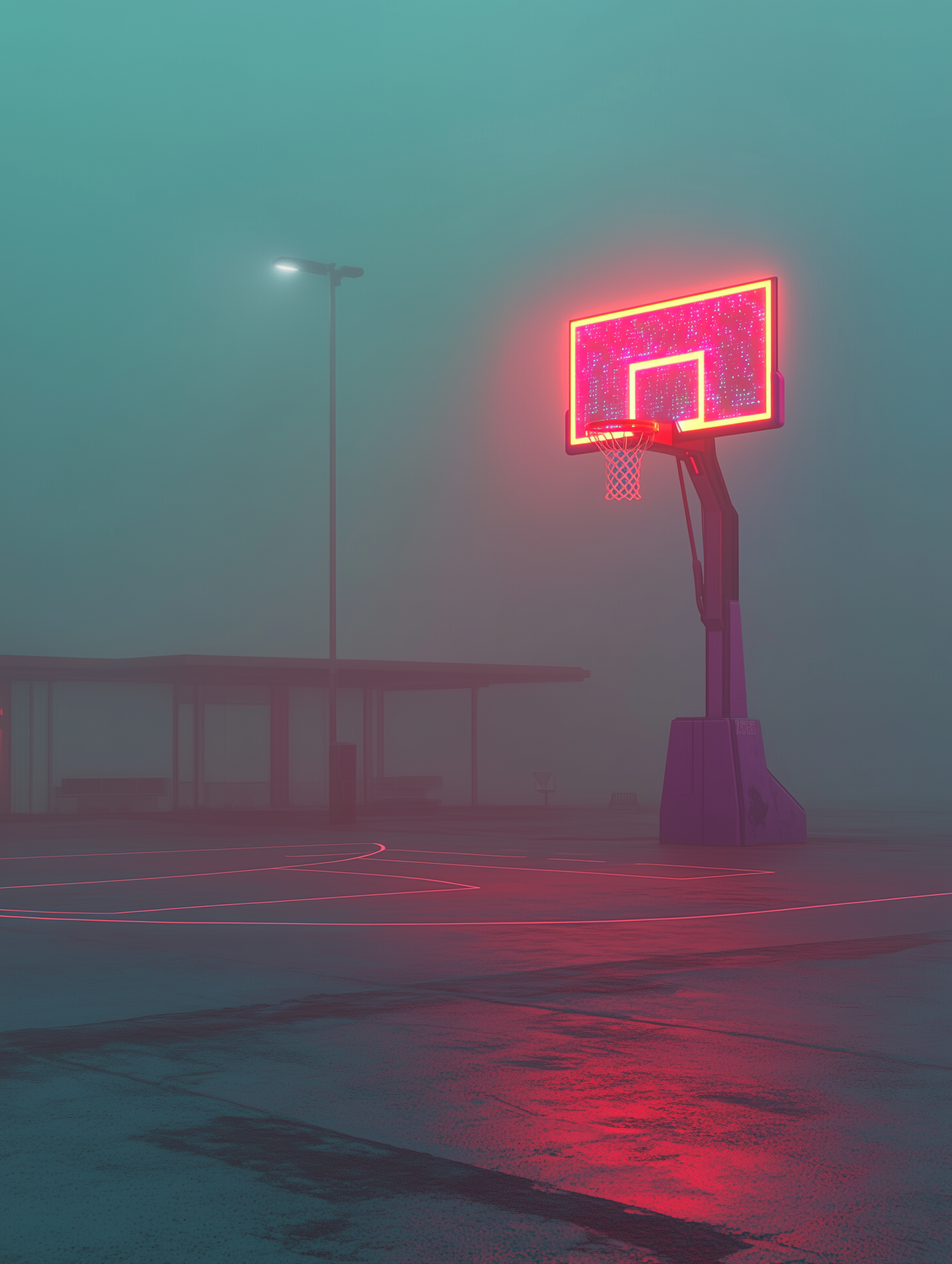 Misty Neon Basketball Court