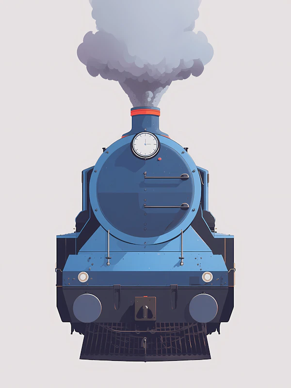 Blue Steam Locomotive