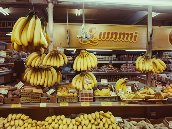 Supermarket Fruit Section with Bananas